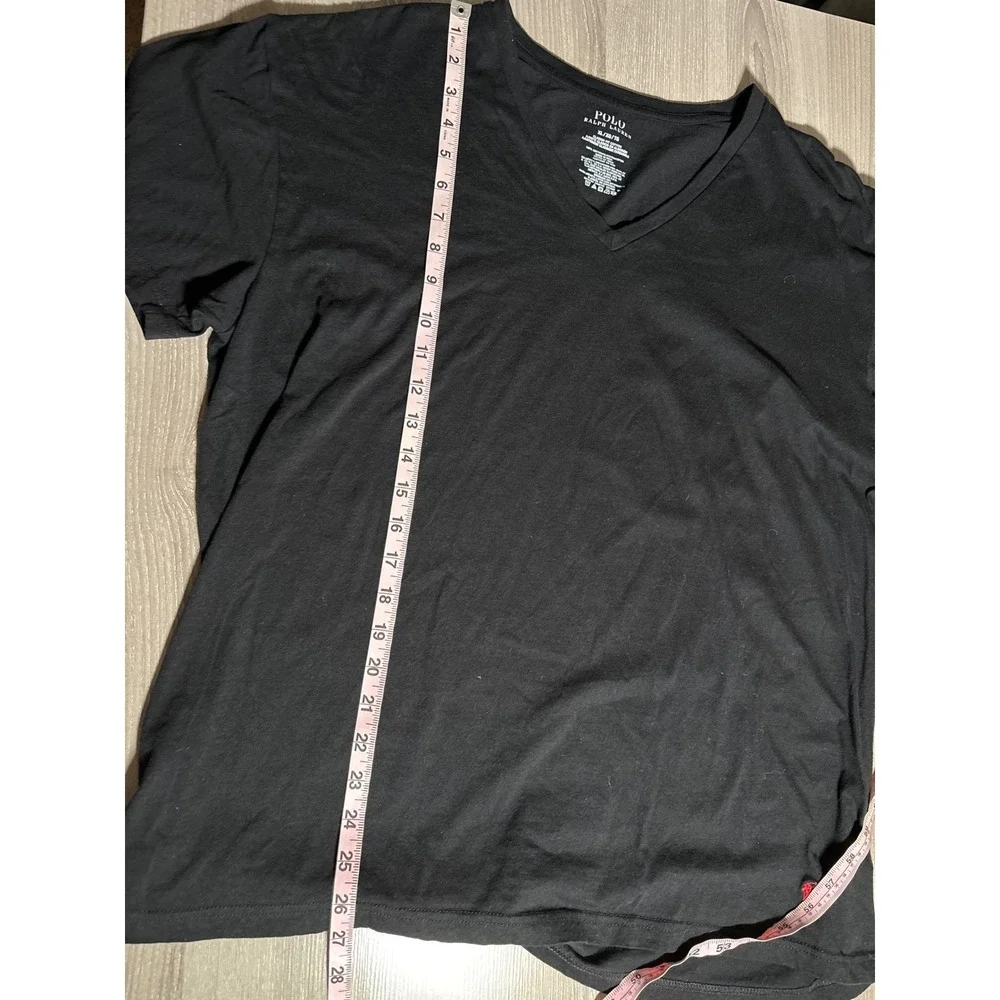 Polo Ralph Lauren Mens XL Black V-Neck T-Shirt Classic Fit Cotton Red Pony‎ Logo